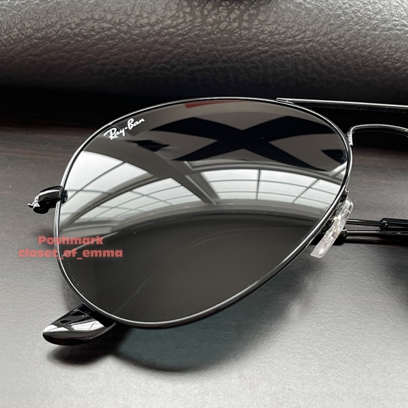 Ray-Ban Aviator Black Lenses RB3025 Black Frame 58 - 62 NEW Unisex main image 9